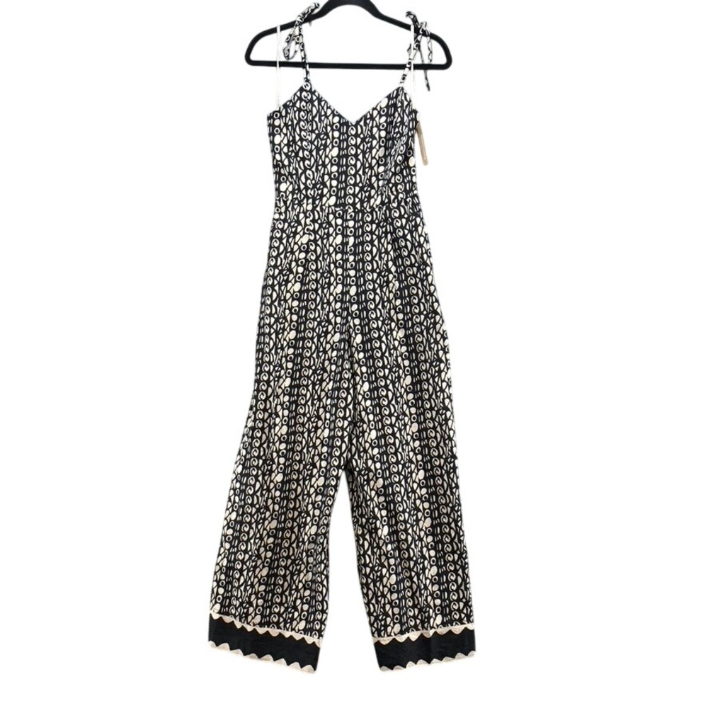 Cleobella Briony Jumpsuit Womens XS Paseo Black Cotton Linen Wide Leg Beach NEW